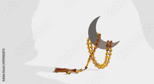 gold rosary with crescent moon