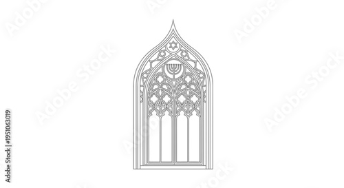 gothic window, architectural drawing