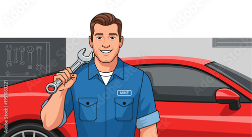 Auto mechanic worker in overalls