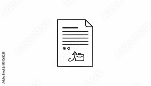 Hand-drawn Contract Document with Signature and Briefcase Icon