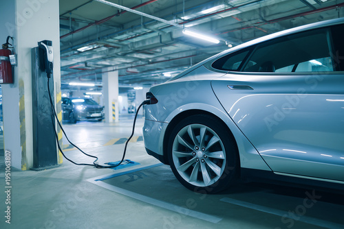 EV charging station in parking garage