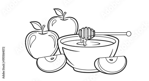 honey and apple illustration