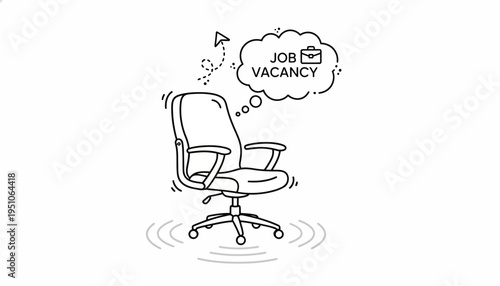 Empty Office Chair with Job Vacancy Thought Bubble - Recruitment Concept