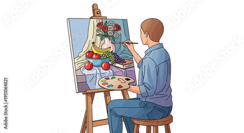 Man painting on an easel.