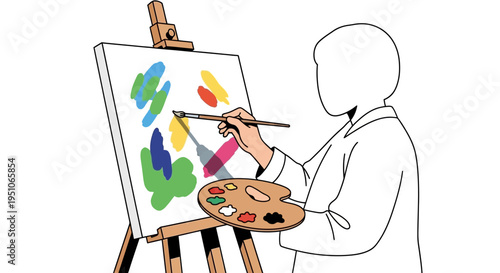 Person painting on an easel.