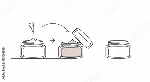 Cosmetic cream application process: dispensing, mixing, and closing jar