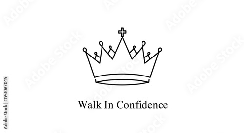 Crown icon with text "Walk In Confidence" on white background, symbol of self-esteem and empowerment