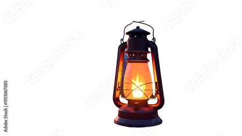 Geometric Stylized Camping Lantern in Low Poly Art Style Orange and Blue Portable Lamp for Outdoor Adventure Hiking and Emergency Lighting Equipment