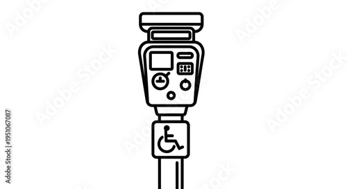 Disabled Parking Meter Icon, Accessibility Symbol, Urban Street Equipment