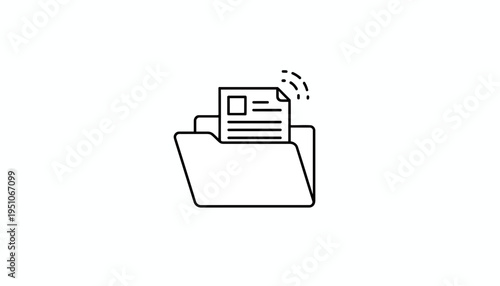Digital Document in Folder Icon with Wireless Signal - Cloud Data Storage Concept