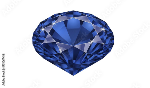 A large blue diamond on a white background with sparkling facets