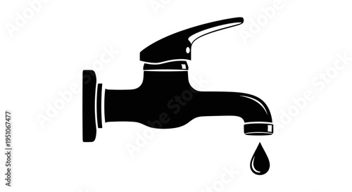 Vector faucet icon with single drop of water