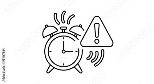 Alarm clock with warning sign icon symbolizing urgent notification.