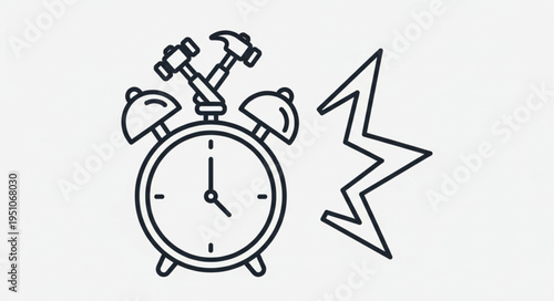 Alarm clock ringing loudly with hammers hitting bells.