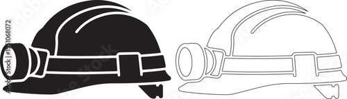 Miner Helmet with Lamp on White Background