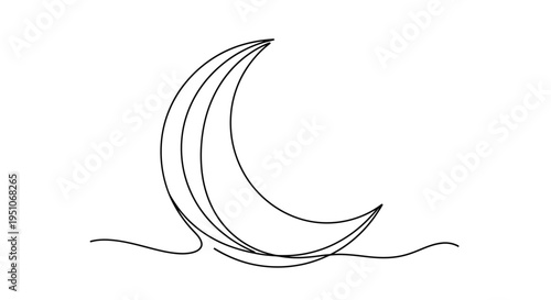 Crescent Moon Lunar Phase Drawing.
