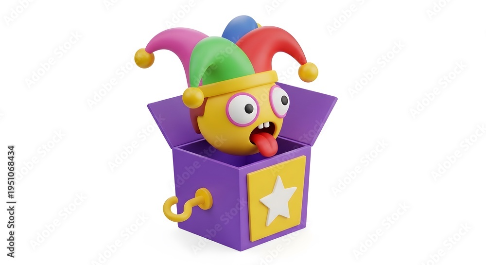 Obraz premium April fools day jester surprise box joke