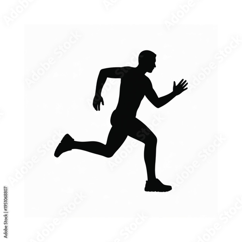 Silhouette of a man actively running depicted in a dynamic pose