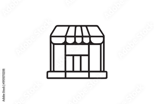 Vector storefront icon, black line drawing