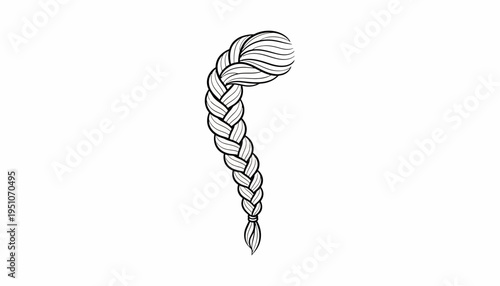 Black and White Illustration of a Braided Hairstyle