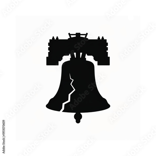 A silhouette of the liberty bell with a prominent crack visible
