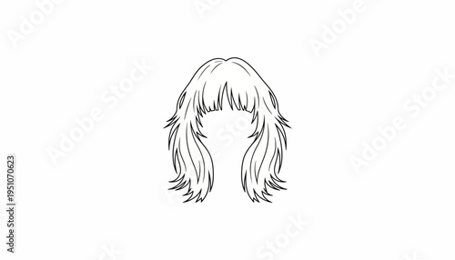 Black and White Sketch of a Shaggy Mullet Hairstyle