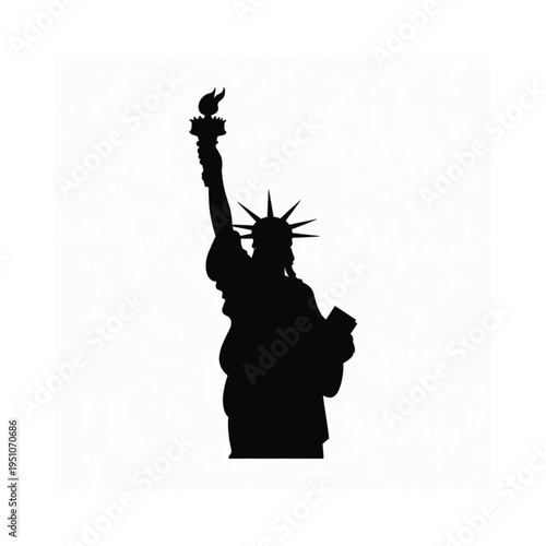 Silhouette of the statue of liberty against a white background