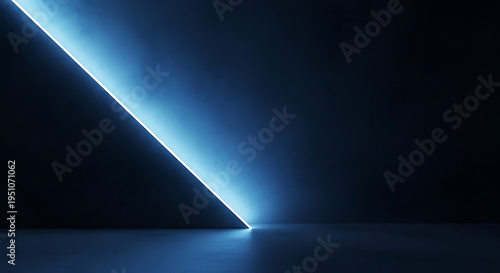 Minimalist Textured Concrete Background with Modern Geometric Neon Light Slice for Industrial and Architectural Design