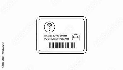Applicant ID Card with Question Mark and Barcode