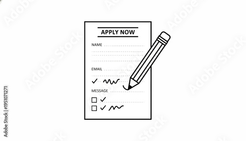 Apply Now Form with Pencil, Job Application, Recruitment, Online Application, Business Document