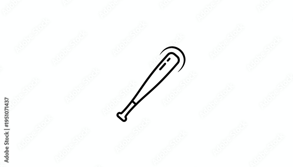 Obraz premium Baseball Bat Icon, Simple Line Art, Sports Equipment, Isolated on White Background