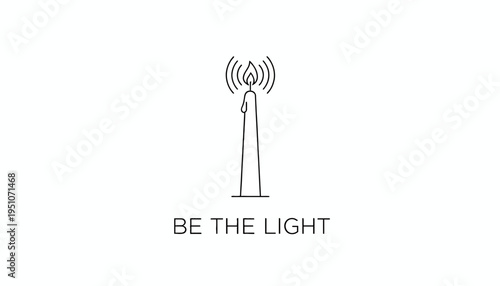 Be The Light Candle Icon with Wi-Fi Signal Waves and Inspirational Text