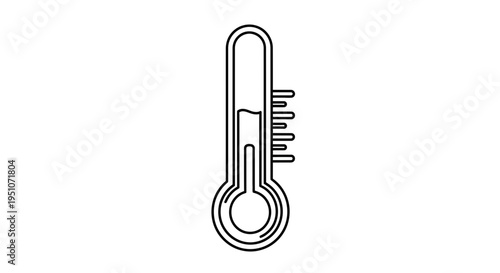 Thermometer Icon Line Art, Measuring Temperature, Weather Symbol, Health Concept