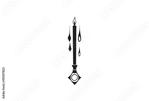 Vector candle icon with flame and wax drips