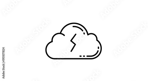 Thunderstorm Cloud Icon, Lightning Bolt Symbol, Weather Forecast Graphic