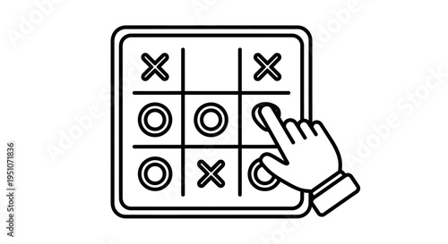 Tic Tac Toe Game Board with Hand Playing, Strategy and Fun