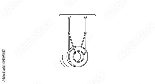 Tire swing hanging from ceiling, backyard fun, outdoor play, childhood memories, simple joy