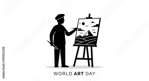 Vector illustration of artist painting on World Art Day