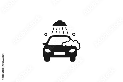 Car wash service icon with foam and shower