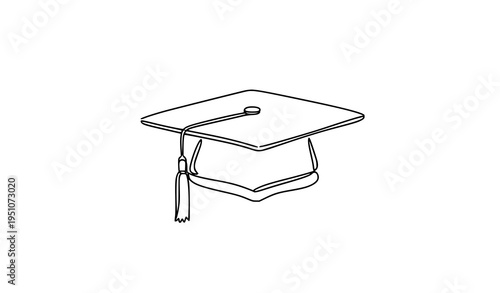 A minimalist vector illustration of a graduation cap with a tassel