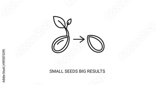 Small Seeds Big Results: Sprout Growing from Seed, Concept of Growth and Potential