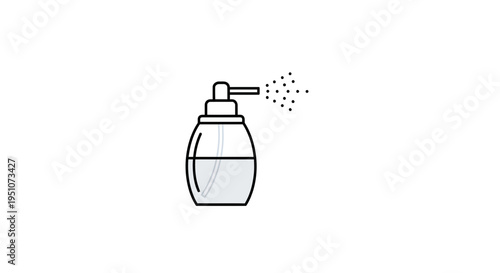 Spray bottle with liquid and mist, isolated on white background, clean design