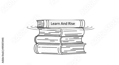 Stack of Books Floating on Water with "Learn And Rise" Title - Symbolizing Education and Growth
