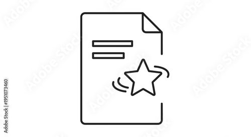 Star Rating Icon on Document Page, Customer Review, Feedback, Quality Check, Satisfaction