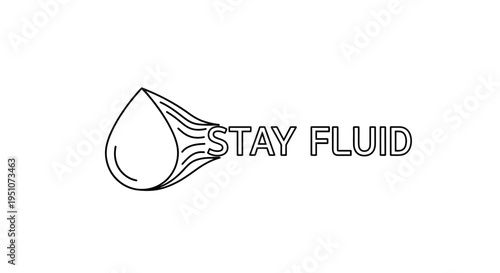 Stay Fluid Logo: Abstract Water Drop with Flowing Lines and Text