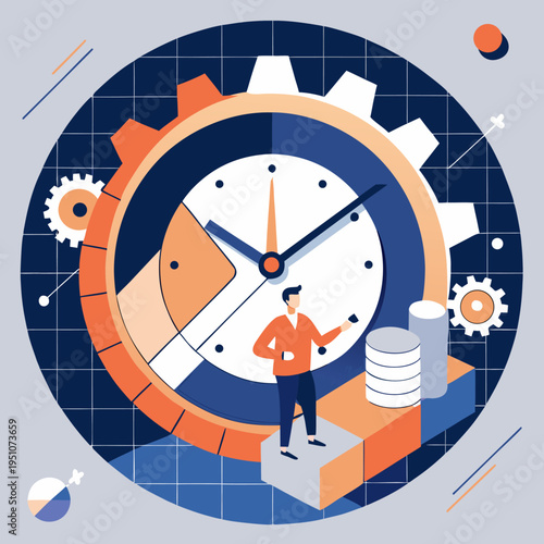 Time Management Concept with Human Inside Clock Vector