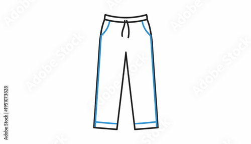 Simple Line Drawing of Comfortable Lounge Pants with Drawstring and Pockets