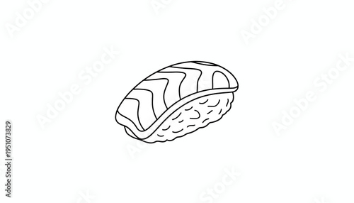 Simple Line Drawing of Salmon Nigiri Sushi