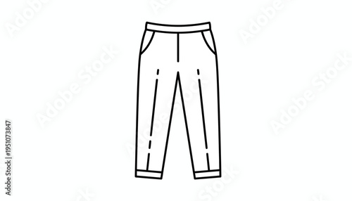 Simple Line Drawing of Trousers, Fashion Icon, Minimalist Clothing Vector