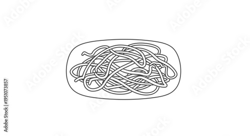Simple Line Drawing of Spaghetti on a Plate